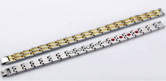 Magnetic Mens Engraved Bracelet 24K Gold Plated 22cm
