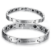 Engraved Magnetic Couple Bracelets Set Anniversary Gift