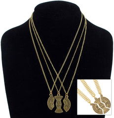 BFF Necklaces Set for 3 �Anti-Allergic, Never-Fade Alloy