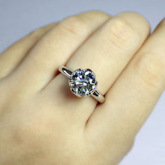 1 Carat Moissanite Diamond Solitaire Ring