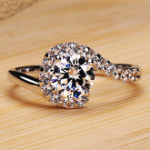 Unique 1 Carat Lab Diamond Ring for Her - Platinum Plated