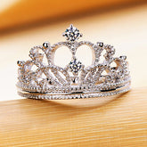 Princess Crown Lab Diamond Studded Engravable Engagement Ring