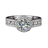 2 Carats Moissanite Diamond Halo Promise Ring