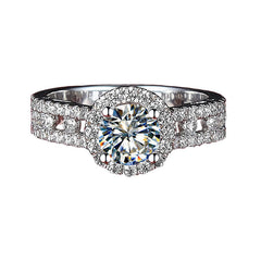 2 Carats Moissanite Diamond Halo Promise Ring
