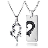 Personalized Matching Hearts Couples Necklaces Set for 2