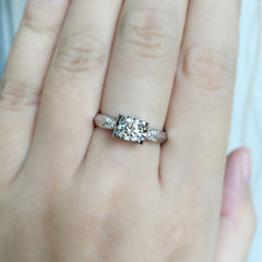 Engraved 0.6 Carat Moissanite Women Ring