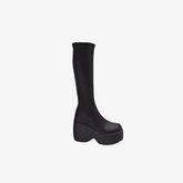 Black Chunky High-heeled Platform Knee Boots