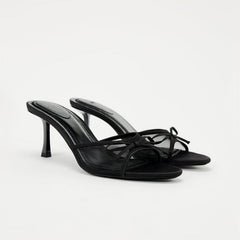Black Bow Strap Heels