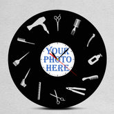 Personalized Barbershop Wall Clock �Custom LP Record Design, Silent Quartz Movement