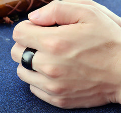 Custom Mens Wedding Band Black Silver Gold 11.5mm