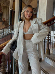 women's glitter suit jacket and trousers with top