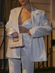 women's glitter suit jacket and trousers with top
