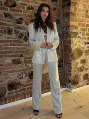women's glitter suit jacket and trousers with top