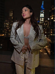 women's glitter suit jacket and trousers with top