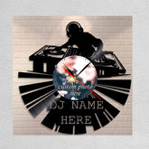 Silent Wall Clock for DJs �Personalized Photo & Name LP Record