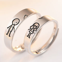 Cute Guy and Girl Promise Rings Set for Soulmates