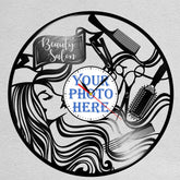 Personalized Beauty Salon Wall Clock �Custom LP Record Design, Silent Quartz Movement