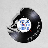 Personalized DJ LP Record Wall Clock �Custom Photo & Name, Silent Quartz