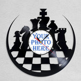 Personalized Chess LP Record Wall Clock �Custom Photo & Name, Silent Quartz