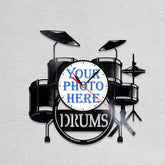 Personalized Drummer LP Record Wall Clock �Custom Photo, Silent Quartz Movement