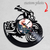 Personalized Motorcycle LP Record Wall Clock �Custom Photo, Silent Quartz Movement