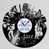 Personalized Jazz LP Record Wall Clock �Custom Photo & Name, Silent Quartz