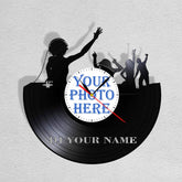 Personalized DJ LP Record Wall Clock �Custom Photo, Silent Quartz