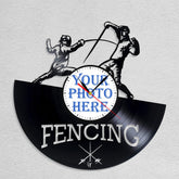 Personalized Fencing LP Record Wall Clock �Custom Photo, Silent Quartz Movement