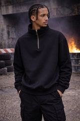 Felpa zip basic uomo Nera