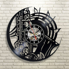 Saxophone Music Lovers Vinyl Record Wall Clock