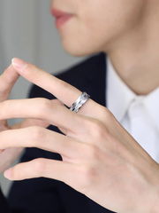 Tungsten Male Wedding Band with Names Engraved