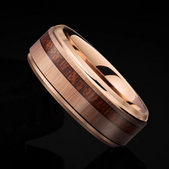 Mens Marriage Ring Tungsten Acacia Stone Engravable