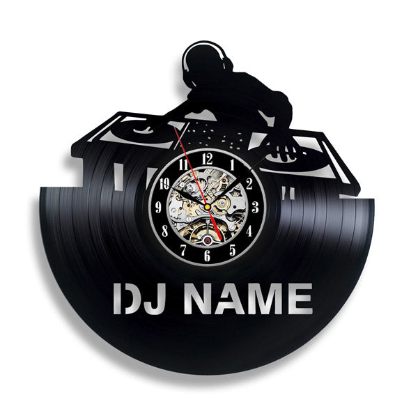 Custom DJ Name Vinyl Record Clock - Unique Gift for DJs