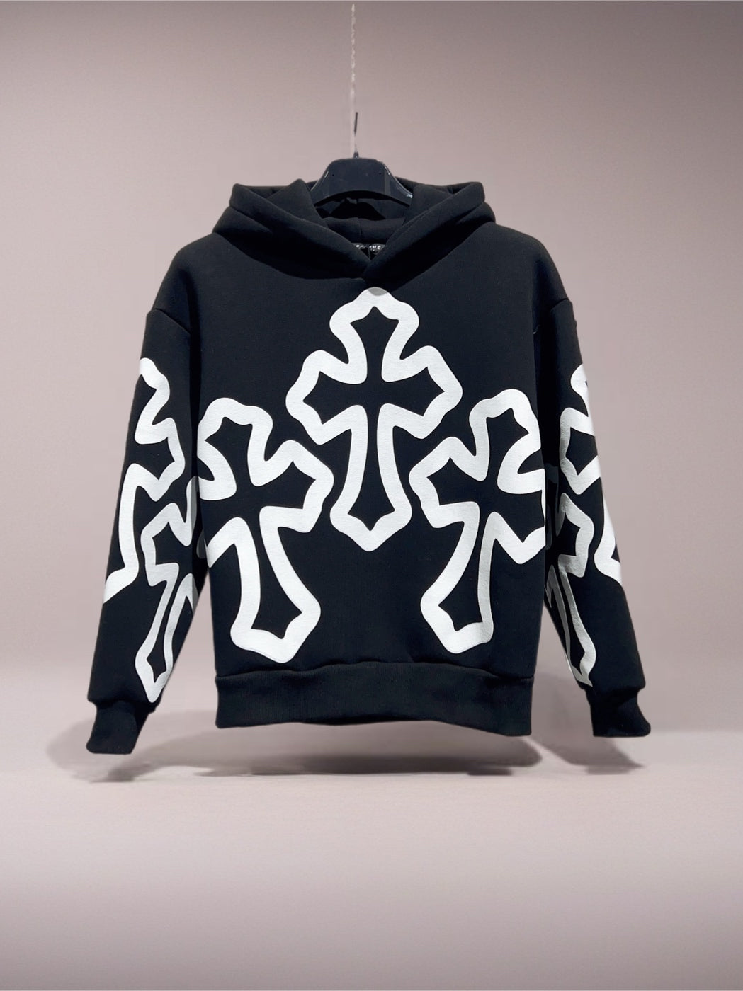 Felpa cross hoodie nero bambino