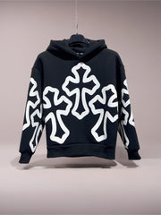 Felpa cross hoodie nero bambino