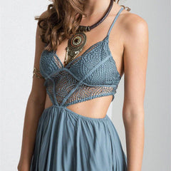 hollow-out backless long dress