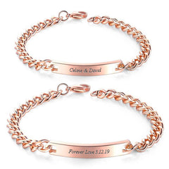 Engraved Matching Couple Bracelets Set for 2