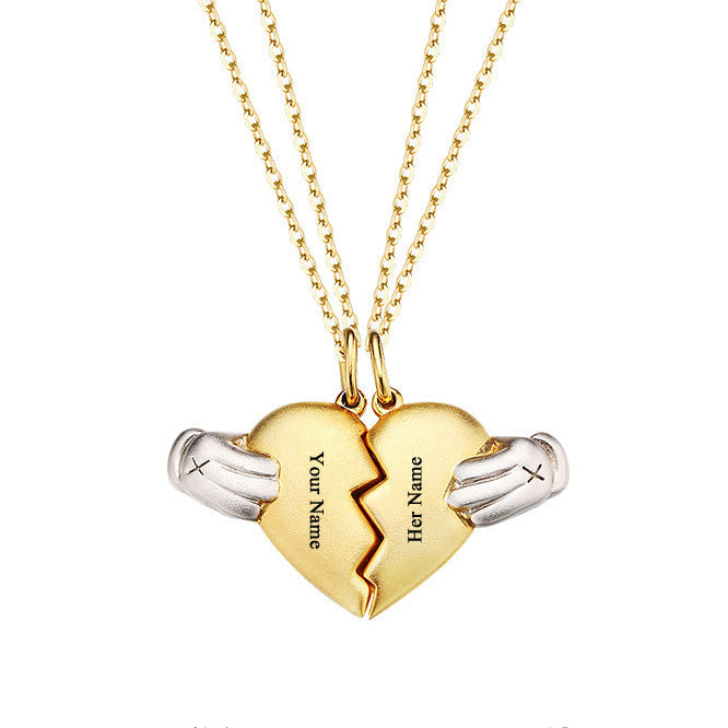 Magnetic Half Hearts Couple Necklaces Gift for Boyfriend Girlfriend