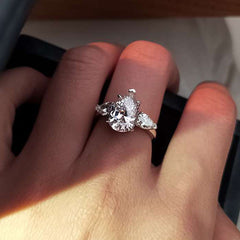 Pear Cut Synthetic Diamond Celebrity Engagement Ring
