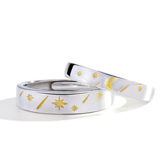 Sun and Moon Couple Rings Set for 2