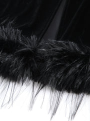 Velvet Feather Contrast Trim Corset Midi Dress