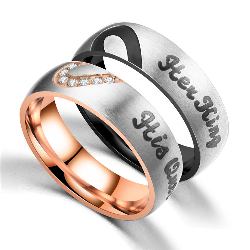 His Queen Her King Matching Couple Rings Set
