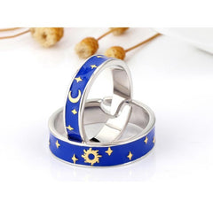 Sun and Moon Couple Promise Rings Set for 2
