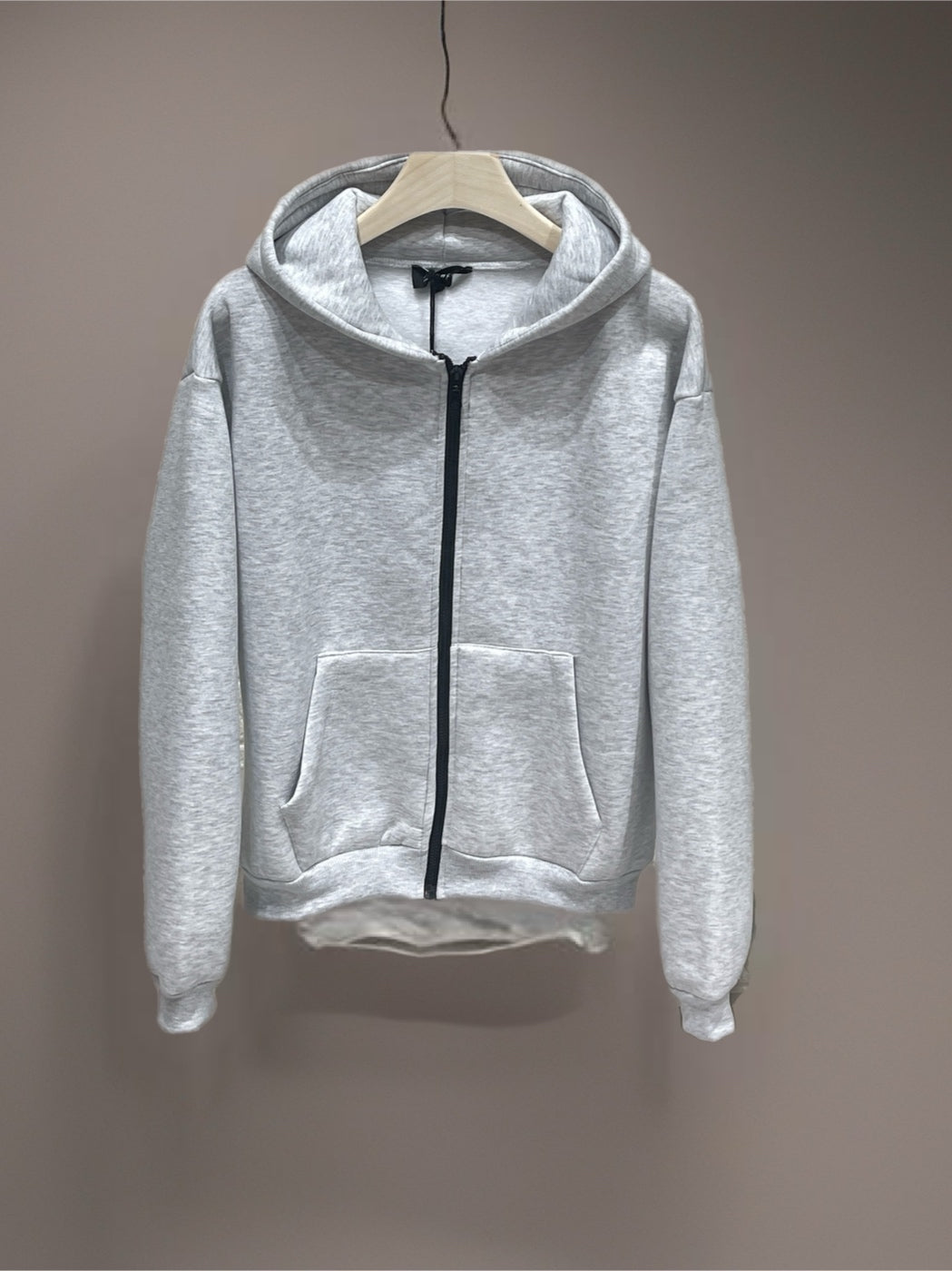 Felpa hoodie full zip basic uomo grigio