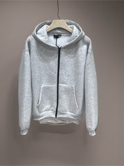 Felpa hoodie full zip basic uomo grigio