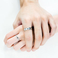 Engraved Matching Couple Titanium Promise Rings