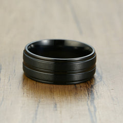 Personalized Engraved Mens Ring Black
