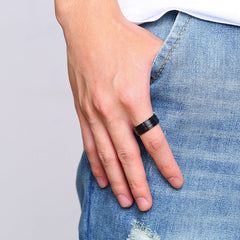 Personalized Engraved Mens Ring Black