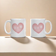 Gulleiâ„?Name Initial Heart Couple Coffee Mugs Set