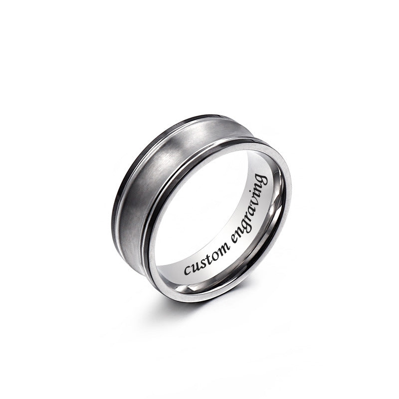Name Engraved Mens Wedding Band 8mm